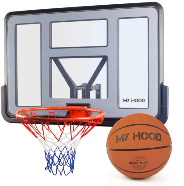 My Hood - Basketkurv på plade med vægbeslag - Inklusiv bold